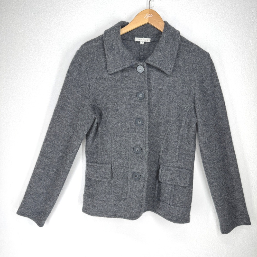 Harve Benard Gray Boiled Wool Button Jacket Medium Chore Field Academia Preppy